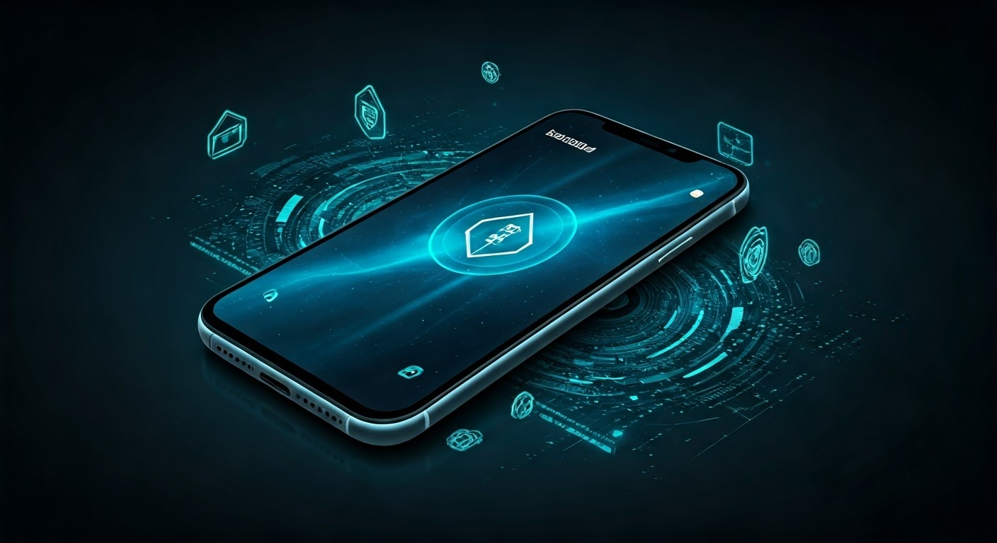 Futuristic smartphone with VPN app